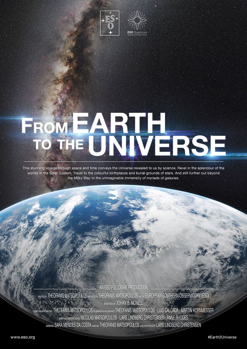 Cartel del planetario De la tierra al universo