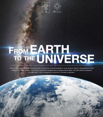 Cartel del planetario De la tierra al universo